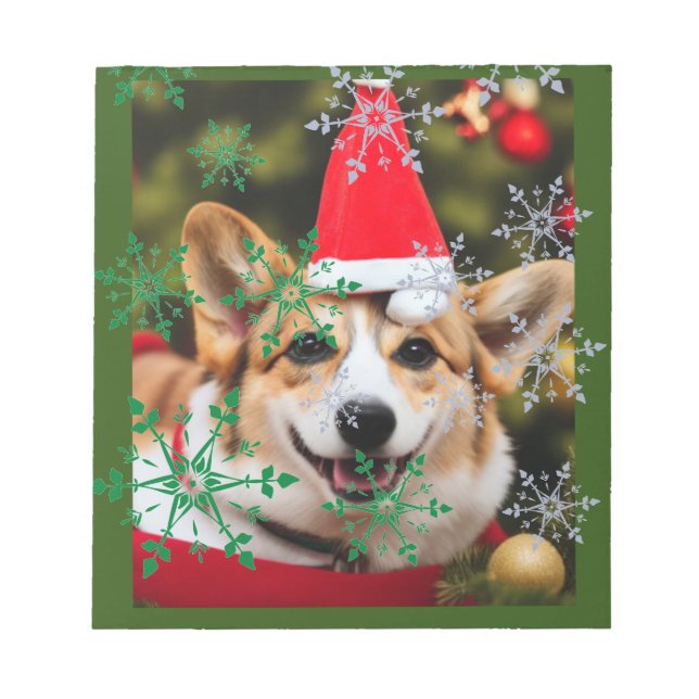 Bloc-note Chien de Corgi souriant Noël fun (Devant)