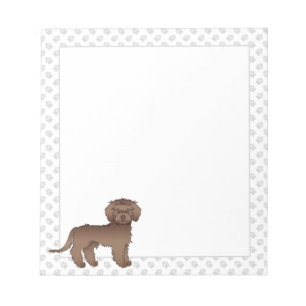 Bloc-note Chien de dessin animé Mini Goldendoodle marron et