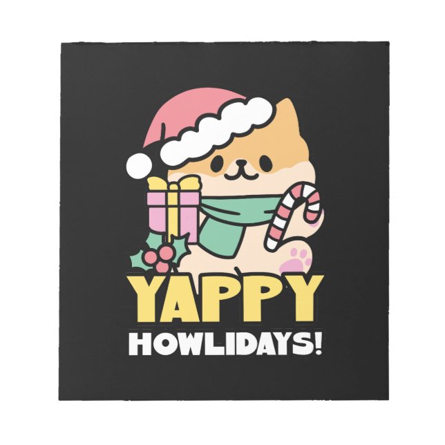 Bloc-note Chien de Noël mignon - Yappy Howlidays (Devant)