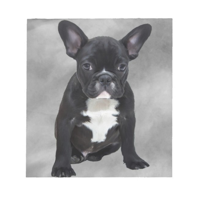 Bloc-note Chien de taureau français assis aquarelle peinture (Devant)