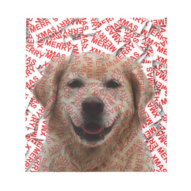 Bloc-note Chien d'or de rétritrice souriant de Noël (Devant)