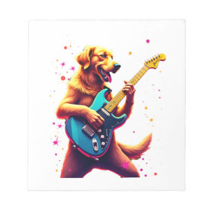 Bloc-note Chien Golden Retriever Jouant de la Guitare Électr