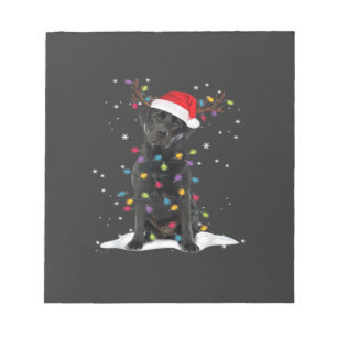 Bloc-note Chien Labrador noir Xmas Noël Lumière de l'arbre d