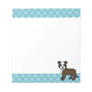 Bloc-note Chien Staffordshire Bull Terrier Bringé Et Blanc