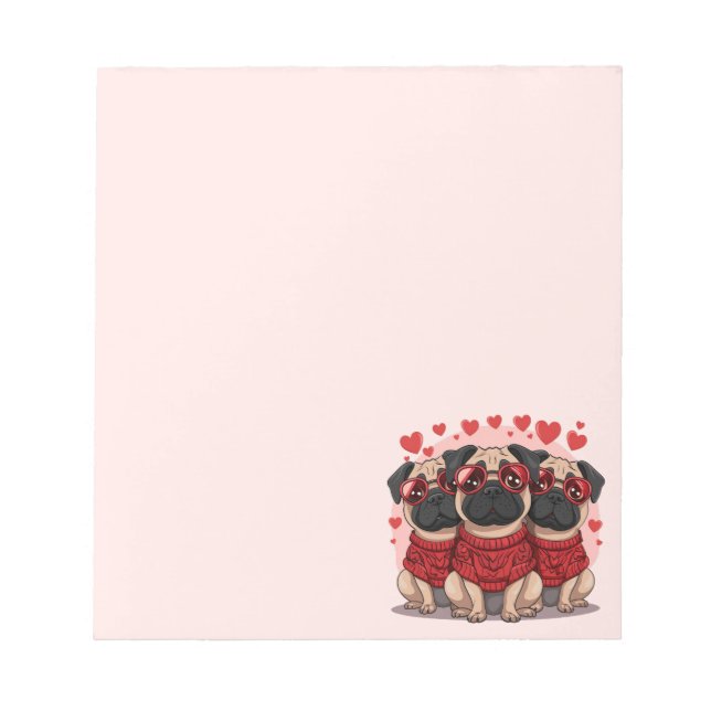 Bloc-note Chiens de Carlin de la Saint-Valentin (Devant)
