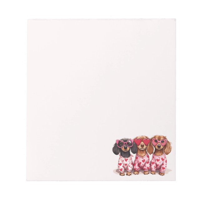 Bloc-note Chiens saucisses de la Saint-Valentin (Devant)