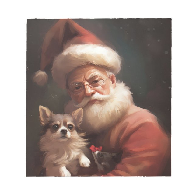 Bloc-note Chihuahua avec Noël Festif du Père Noël (Devant)