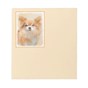 Bloc-note Chihuahua Peinture de Chien à long Haired Art orig