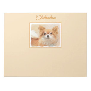 Bloc-note Chihuahua Peinture de Chien à long Haired Art orig