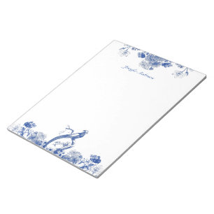 Bloc-note Chine florale bleue et blanche Motif avec oiseaux
