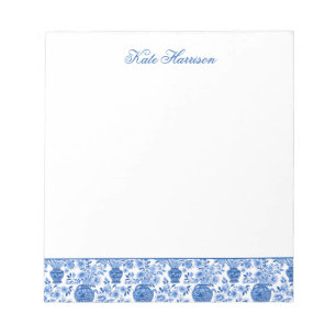 Bloc-note Chinoiserie Bleu et Blanc Gingembre Jar Vases flor