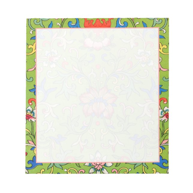 Bloc-note Chinoiserie verte classique moderne (Devant)