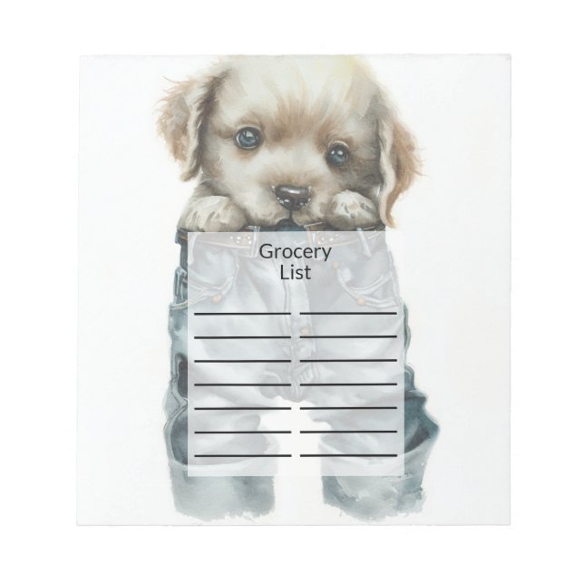 Bloc-note Chiot mignon en Jeans Art (Devant)