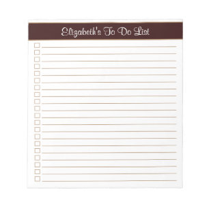 Bloc-note Chocolat moderne tendance Brown une colonne Liste