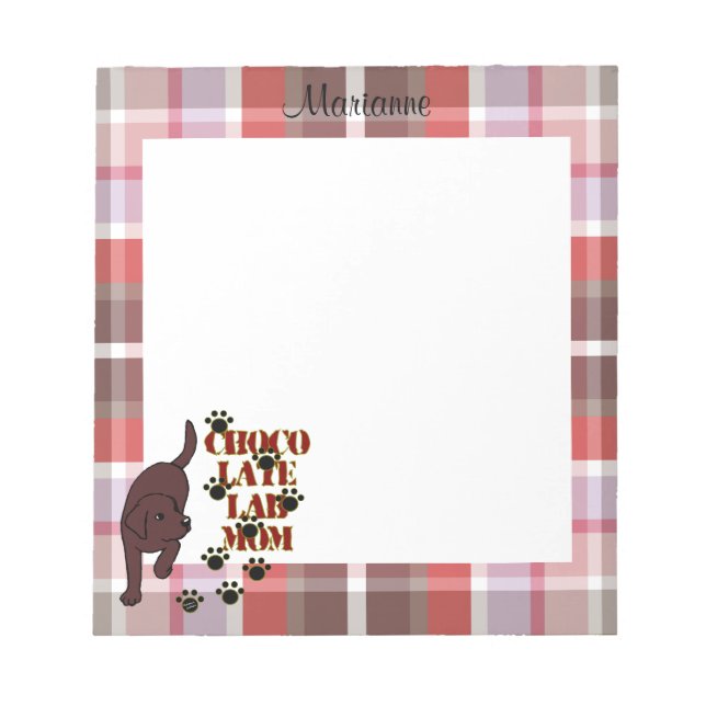 Bloc-note Chocolat personnalisé Lab Maman Plaid (Devant)