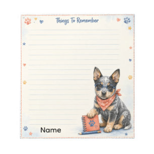 Bloc-note Choses Mignonnes de Blue Heeler à Se Rappeler