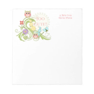 Bloc-note Chouette blanche mignonne n Papillon défiler l'art