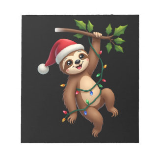 Bloc-note Christmas Lights Sloth Wearing Xmas Hat - Sloth Lo