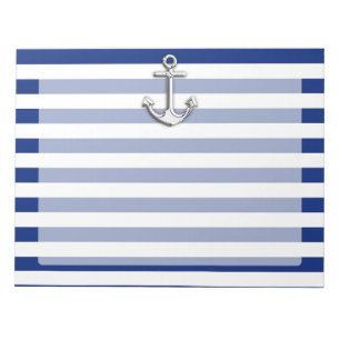 Bloc-note Chrome Anchor on Navy Stripes