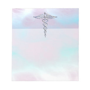 Bloc-note Chrome Comme Caduceus Symbole Médicale Mère Pearl
