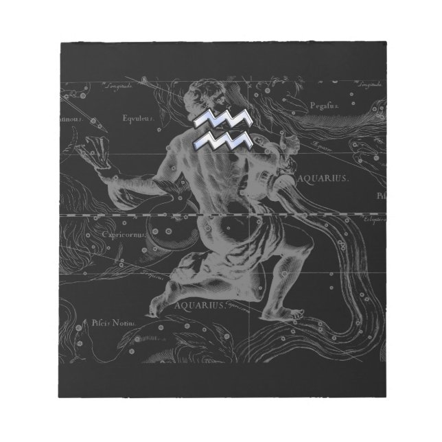 Bloc-note Chrome Style Aquarius Symbole Zodiaque sur Heveliu (Devant)