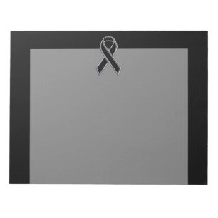 Bloc-note Chrome Style Black Ribbon Awareness on Black