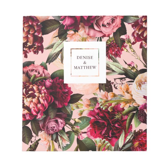 Bloc-note Chrysanthème romantique sur soie rose pâle (Devant)