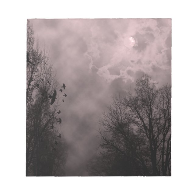 Bloc-note Ciel rouge sang hanté avec des ravens (Devant)