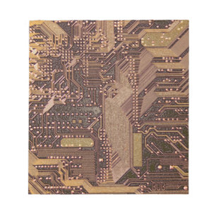 Bloc-note Circuit imprimé cybernétique doré technologie art