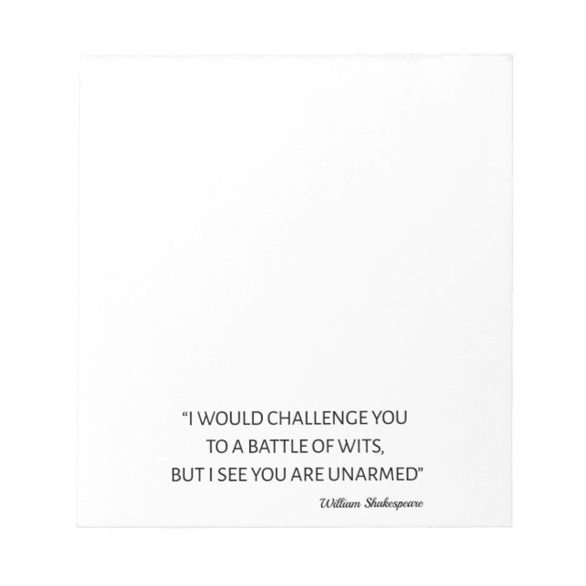 Bloc-note Citation De Shakespeare - Bataille De Wits (Devant)
