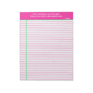 Bloc-note Citation rose et verte personnalisée