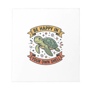 Bloc-note Citation Tortue Heureuse Dessin Gravure Vintage_1