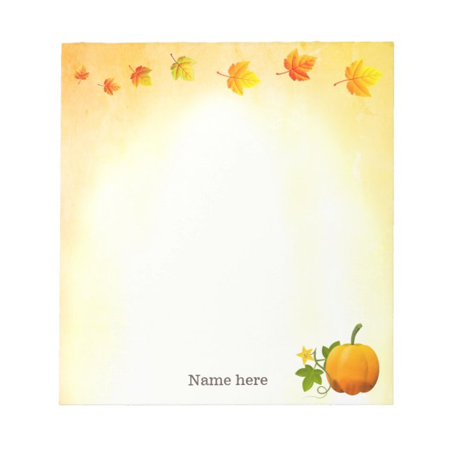Bloc-note Citrouille de Thanksgiving et feuilles d'automne (Devant)