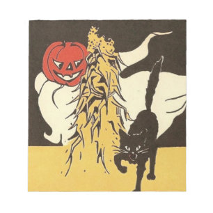 Bloc-note Citrouille Fantôme Chat Noir Tige de Maïs
