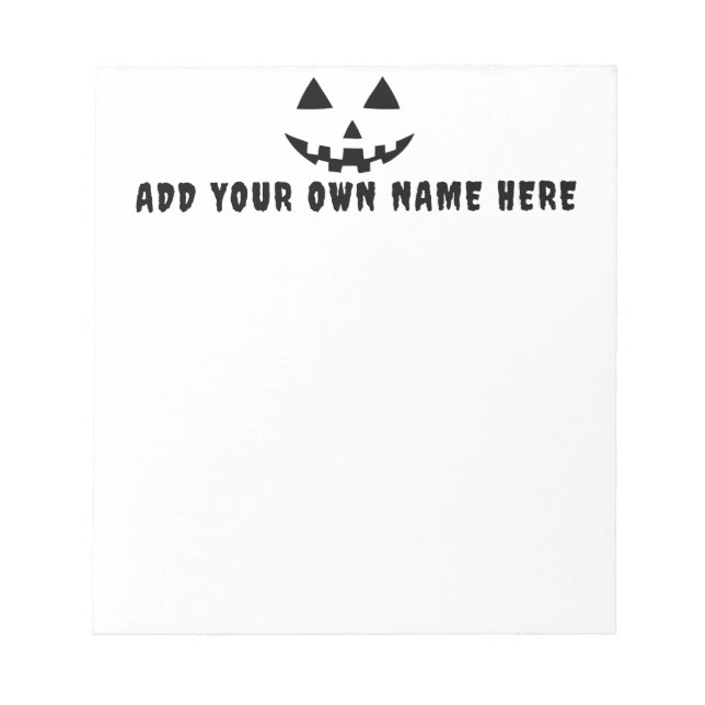 Bloc-note Citrouille personnalisé Halloween Votre Nom (Devant)
