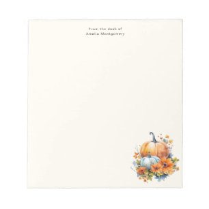 Bloc-note Citrouilles d'automne avec Fleurs et Foliage