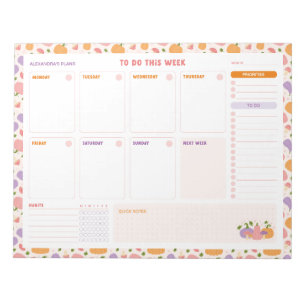 Bloc-note Citrouilles Whimsical Hebdomadaire Pour Faire List
