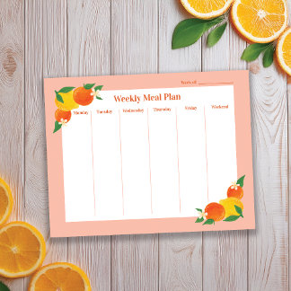 Bloc-note Citrus Lemon Orange Weekly Meal Plan Notepad