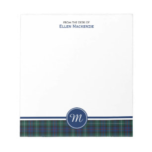 Bloc-note Clan Mackenzie Tartan Monogramme Note Pad