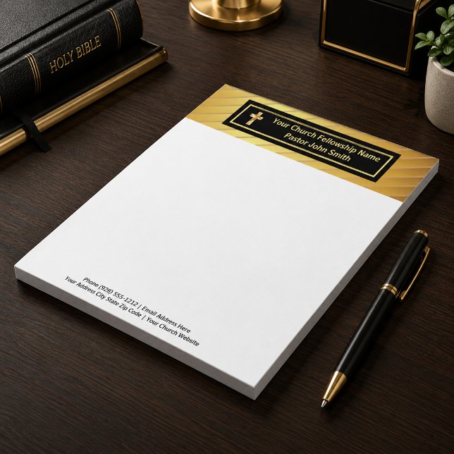 Bloc-note Classe Pasteur D'église Or Et Noir  (The gold foil effect is simulated in artwork, no metal is used in this product.)