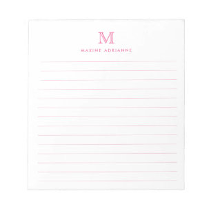 Bloc-note Classic Moderne Simple Blush Rose Monogramme Lined