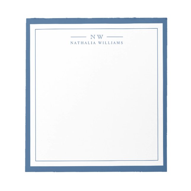 Bloc-note Classic Navy Blue Two Border Monogram Lined (Devant)