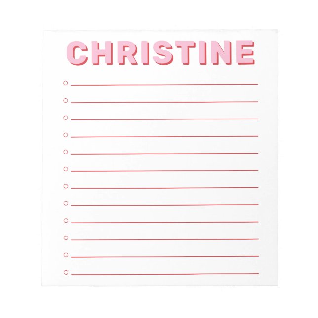 Bloc-note Classique Moderne Mignon Rose Typographique Enseig (Devant)