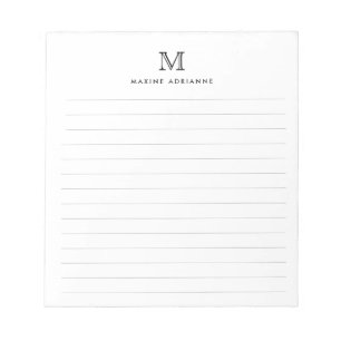 Bloc-note Classique Moderne Simple Noir De Base Monogramme L