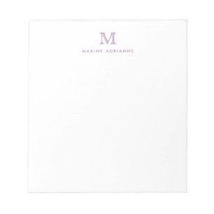 Bloc-note Classique Moderne Simple Violet Monogramme Initial