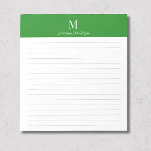 Bloc-note Classique vert forêt personnalisé avec monogramme