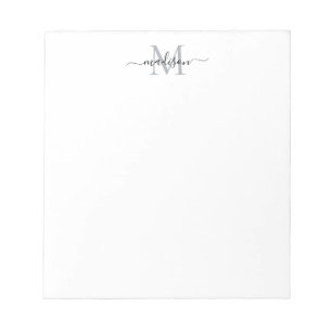 Bloc-note Classy Moderne Script Monogramme gris noir