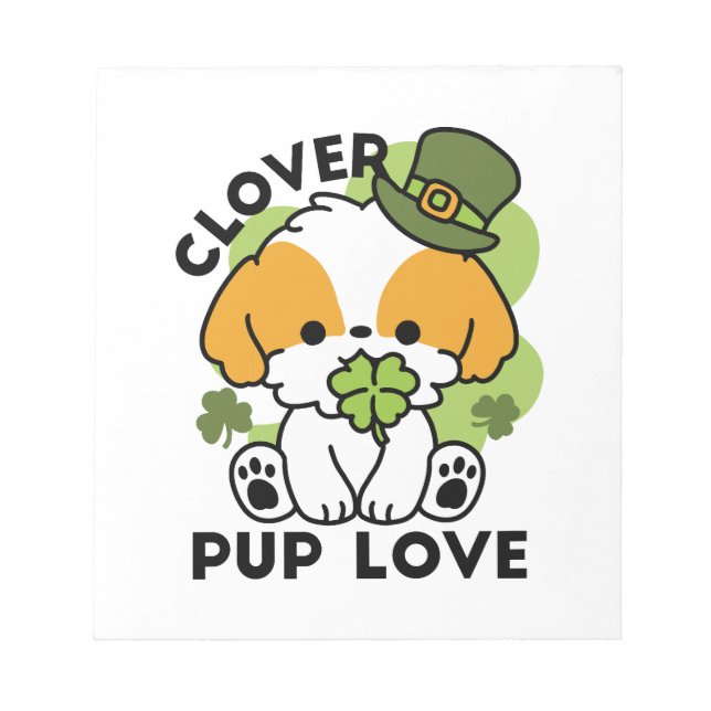 Bloc-note Clover Pup Love - St. Patrick's Day Chien Design (Devant)