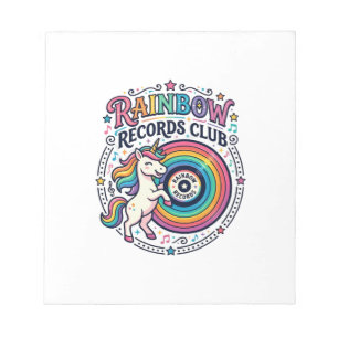 Bloc-note Club de disques Licorne Arc-en-ciel Fond Blanc Mig
