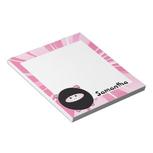 Bloc-note Cochon Ninja personnalisé sur rose